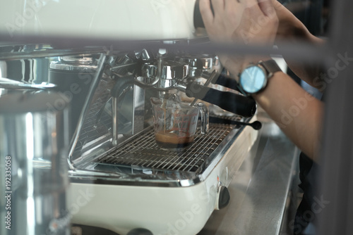 coffee maker machine for brewing fresh espresso coffee in cafe