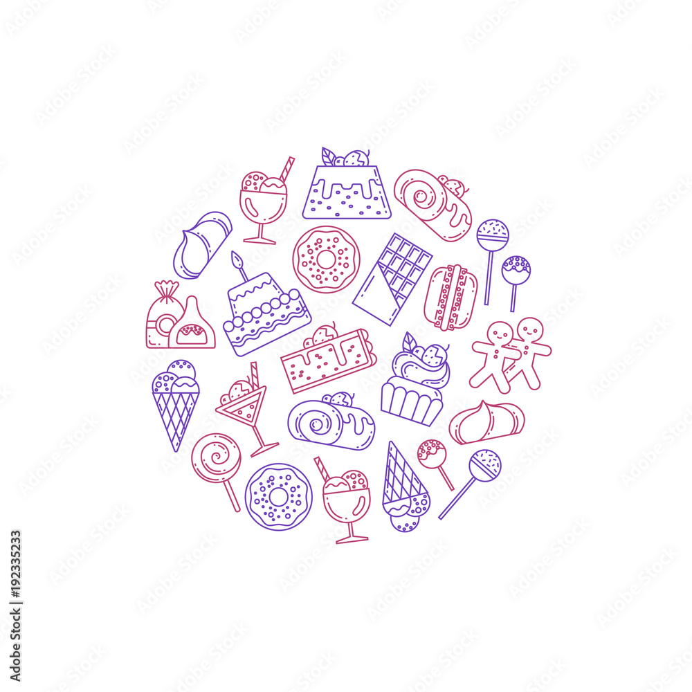 Vector sweets icons illustration
