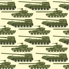 Fototapete Militärmuster Military transport technic army war tanks industry technic armor system armored personnel camouflage seamless pattern background vector illustration.  © Vectorvstocker