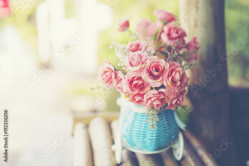 rose flower in vase pot, co...