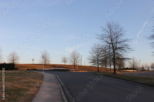 Blue sky nice road and sidewalk 