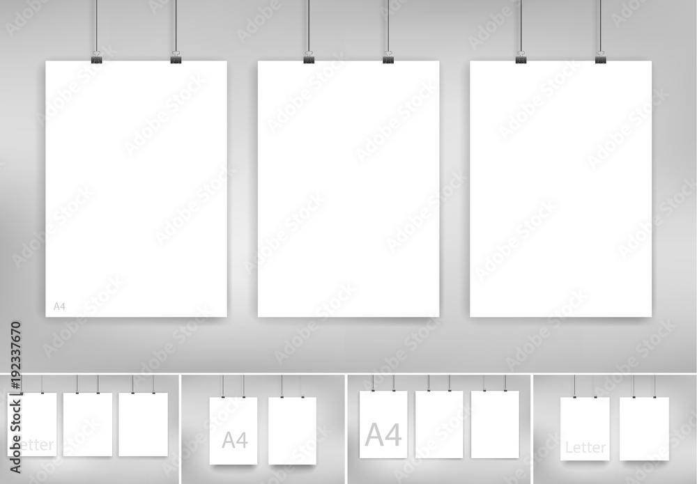 Hanging Posters Mockup Set 1 Stock Template Adobe Stock