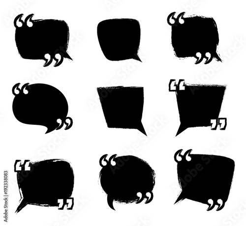 Collection of grunge speech bubbles with quotation marks, quote concept