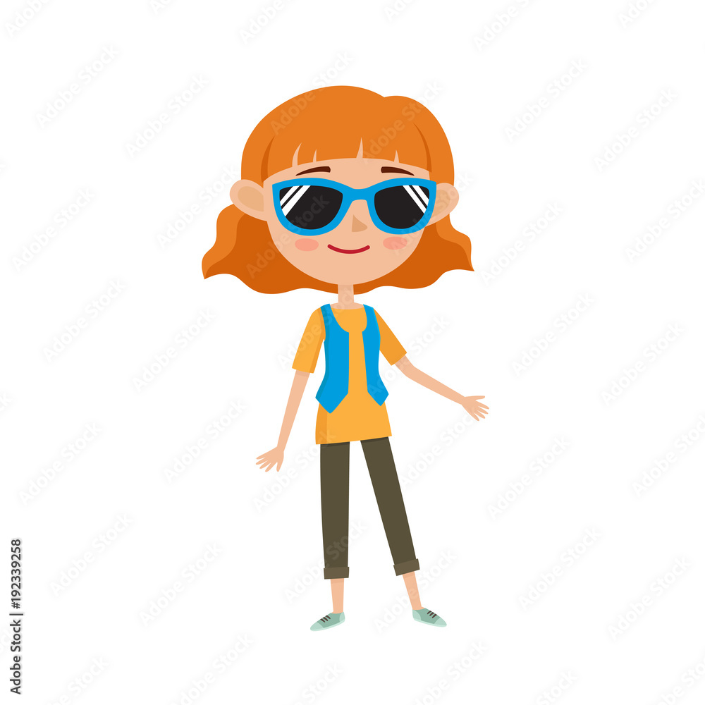 Hipster in stylish clothes, cartoon vector illustrations isolated on white