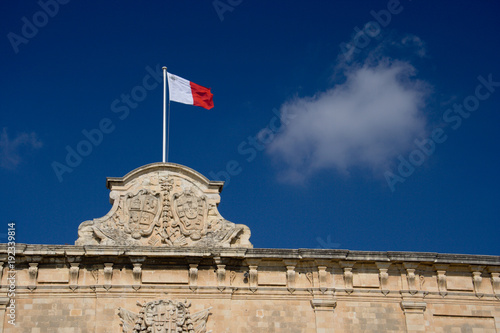 Maltese Flag With Blue Sky, Malta