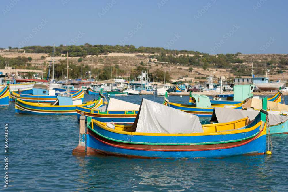 Colorful Boats In Harbor, Malta