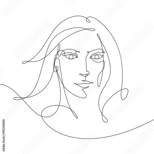 Vector drawing of a woman, drawn with a continuous line