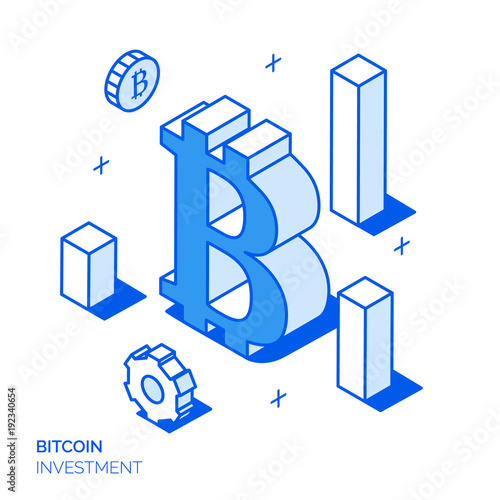Isometric financial analysis and growth line style design concept