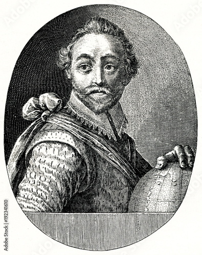 Francis Drake, English sea captain, slave trader and privateer of the Elizabethan era (from Spamers Illustrierte Weltgeschichte, 1894, 5[1], 644)