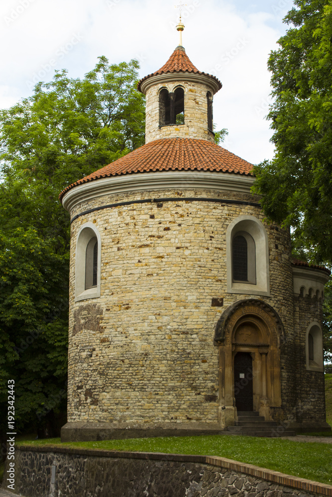 Medieval tower in the historic district of Visegrad. Prague Czech Republic