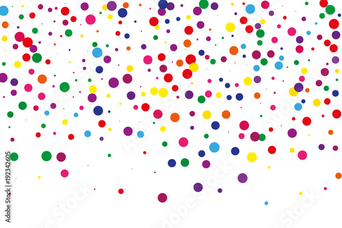 Festival pattern with color round glitter, confetti. Random, chaotic polka dot. Bright background for party 