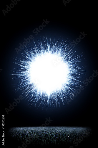 abstract fireball flash background in dark