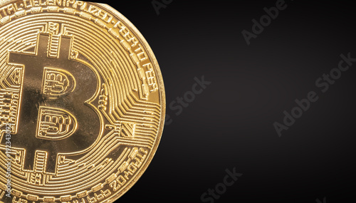 Golden Bitcoin coin on background.Clipping Path.