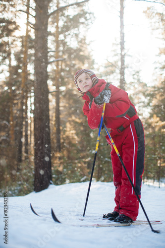 A little boy in red clothes...
