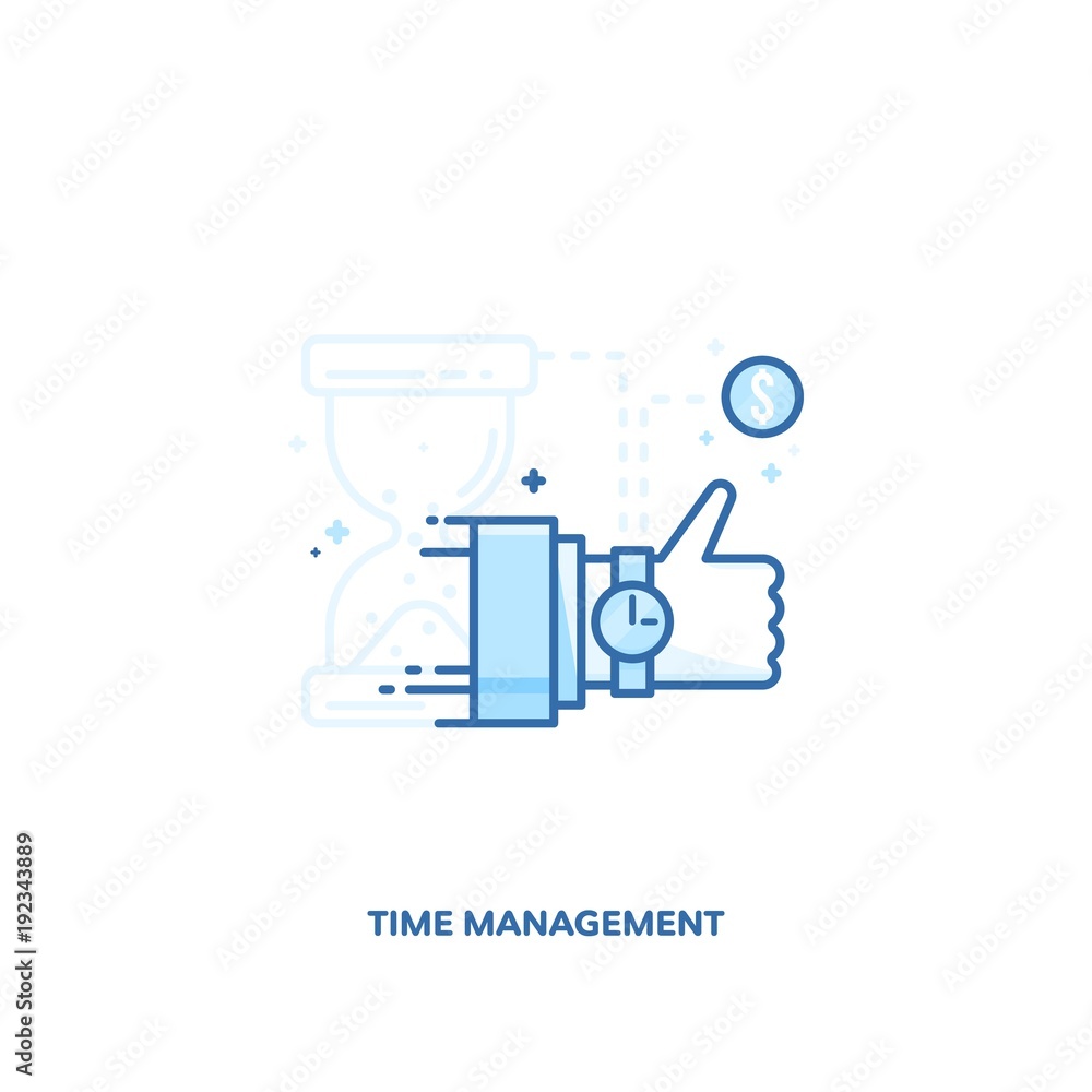Time management concept design. Vector line design.