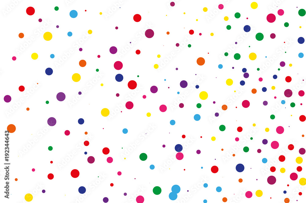 Fototapeta Festival pattern with color round glitter, confetti. Random, chaotic polka dot. Bright background