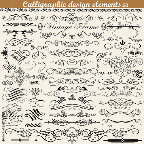 illustration set of vintage calligraphic design elements photo