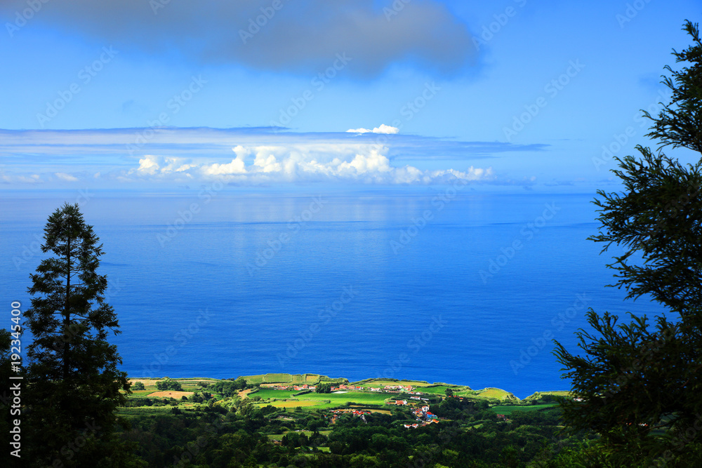 Fototapeta premium Landscape of Sete Cidades in Sao Miguel island, Azores Archipelago, Poprtugal, Europe