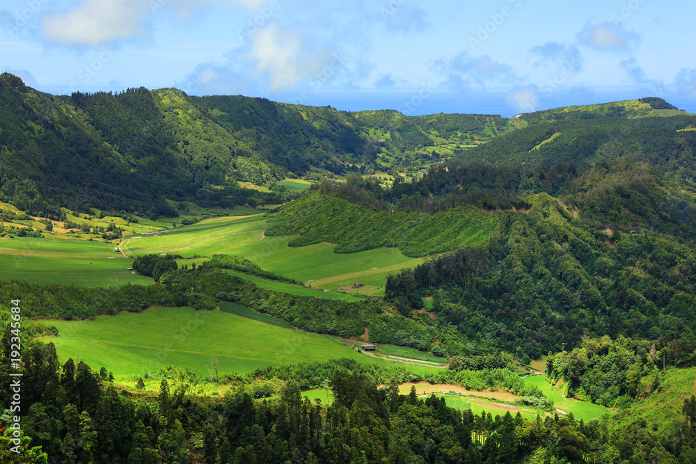 Landscape of Sete Cidades in Sao Miguel island, Azores Archipelago, Poprtugal, Europe