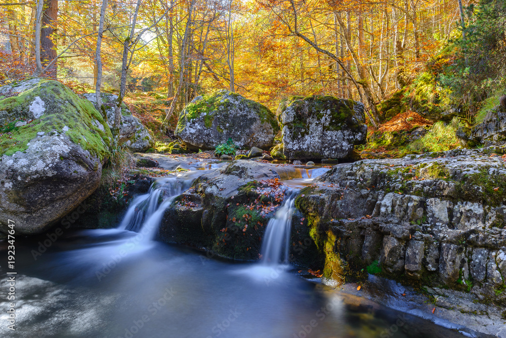 Waterfall at Sierra Cebollera Natural Park, La Rioja, Spain