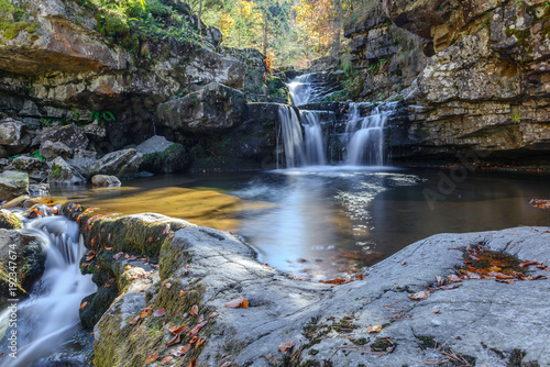 Waterfall of Puente Ra, Sierra Cebollera Natural Park, La Rioja, Spain photo