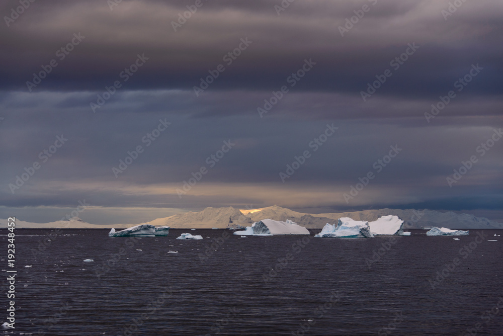 Antarctic landscape with sea and mountains Antarctic landscape with sea and mountains