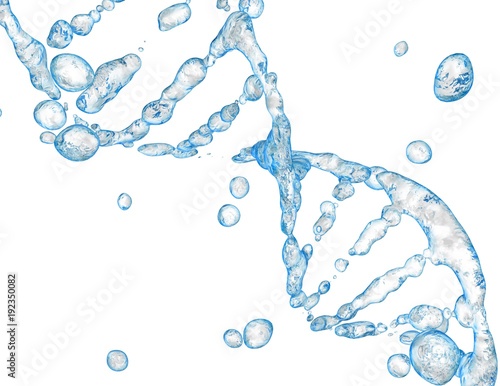Water transparent DNA isolated on white background.