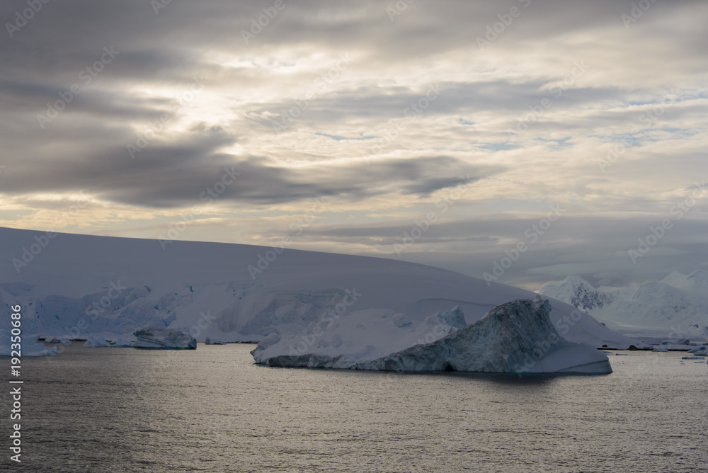 Antarctic landscape with sea and mountains Antarctic landscape with sea and mountains