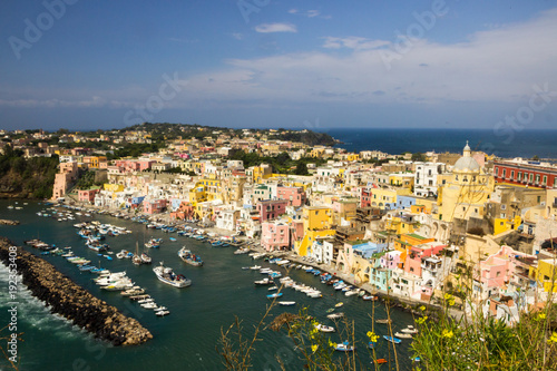 Fototapeta Naklejka Na Ścianę i Meble -  Procida Island with colorful houses on Neapolitan Bay in Italy