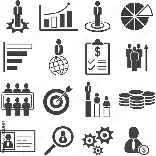 Business people management, Key target to Success icon set, Vector illustration EPS10