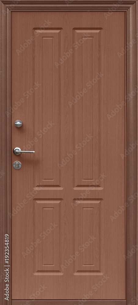 The model of the entrance metal door (isolated) The model of the entrance metal door (isolated)