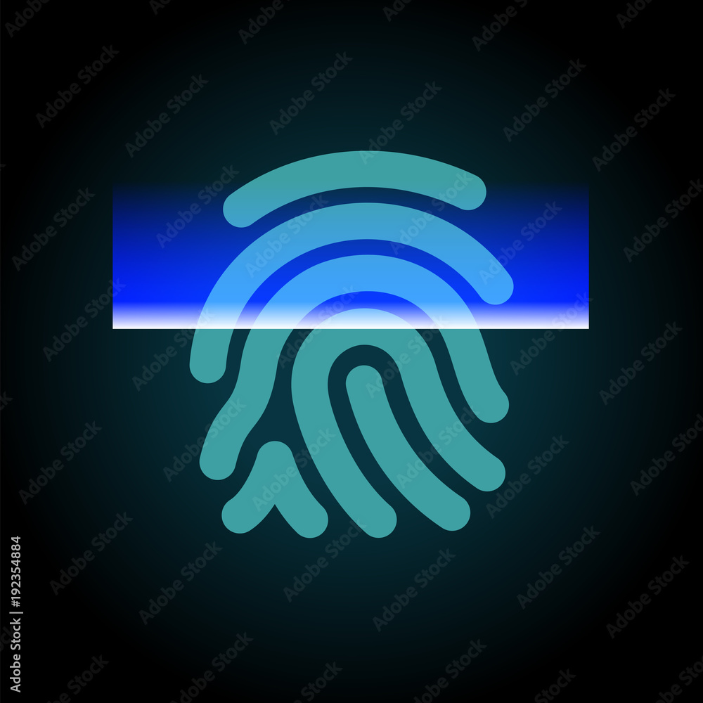 Abstract fingerprints scanning process - access control system, security, data protection Abstract fingerprints scanning process - access control system, security, data protection