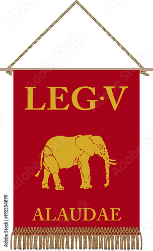 Vector standard of Legio V Alaudae on white background photo