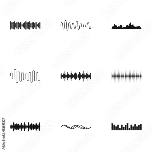 Sound icons set. Simple set of 9 sound vector icons for web isolated on white background