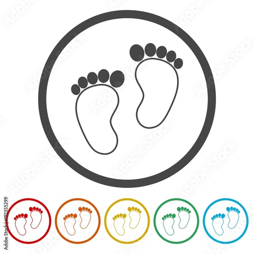 Two baby footprint, 6 Colors Included
