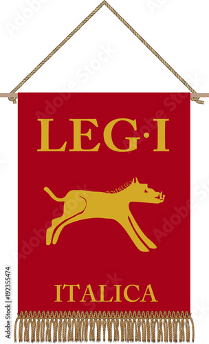 Vector standard of Legio I Italica on white background photo