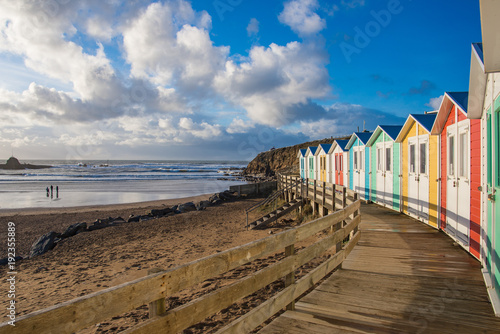 Colourful beach huts