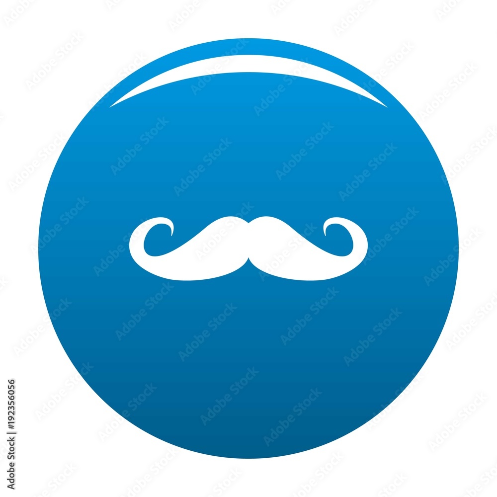 Heavy mustache icon vector blue circle isolated on white background Heavy mustache icon vector blue circle isolated on white background