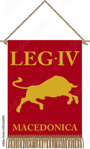 Vector standard of Legio IV Macedonica on white background photo