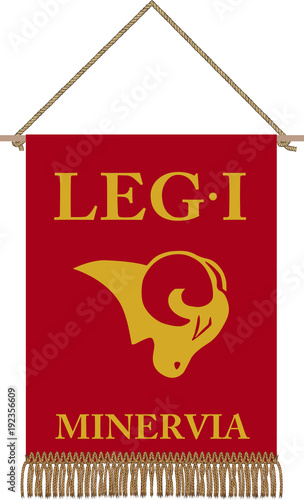 Vector standard of Legio I Minervia on white background