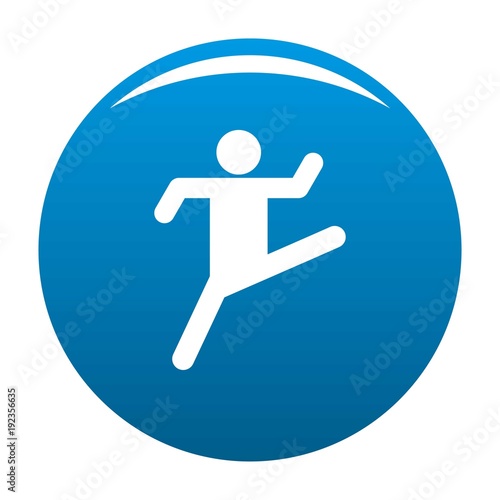 Stick figure stickman icon vector blue circle isolated on white background 