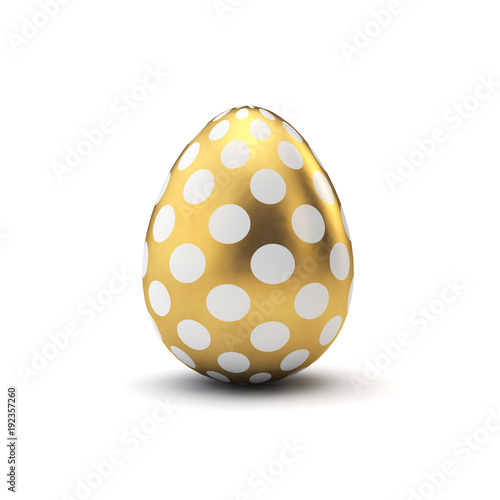 Gold and white pattern luxury easter egg. 3D Rendering