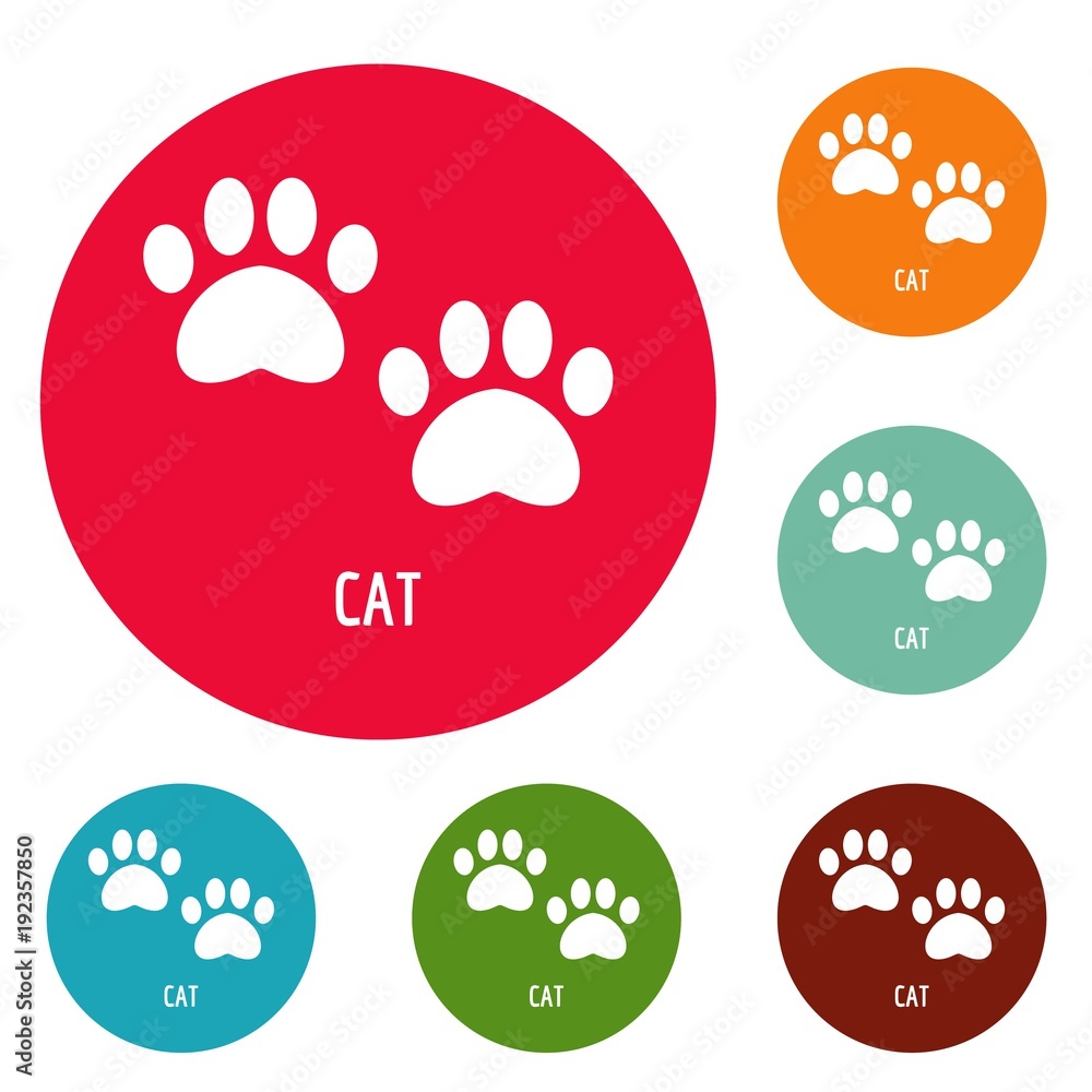 Cat step icons circle set vector isolated on white background Cat step icons circle set vector isolated on white background