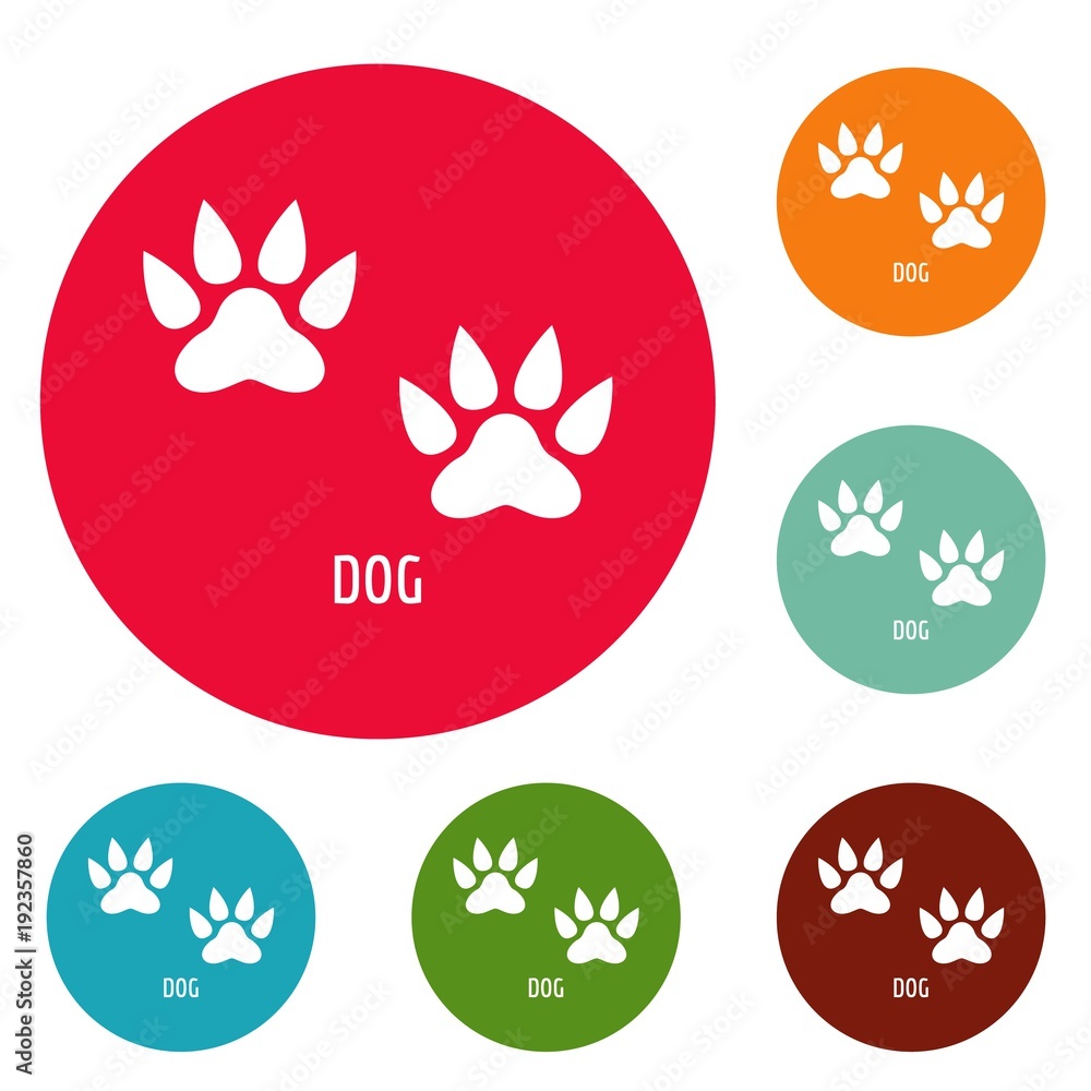 Dog step icons circle set vector isolated on white background Dog step icons circle set vector isolated on white background