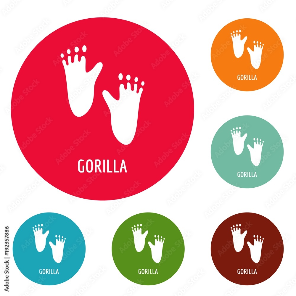 Obraz premium Gorilla step icons circle set vector isolated on white background