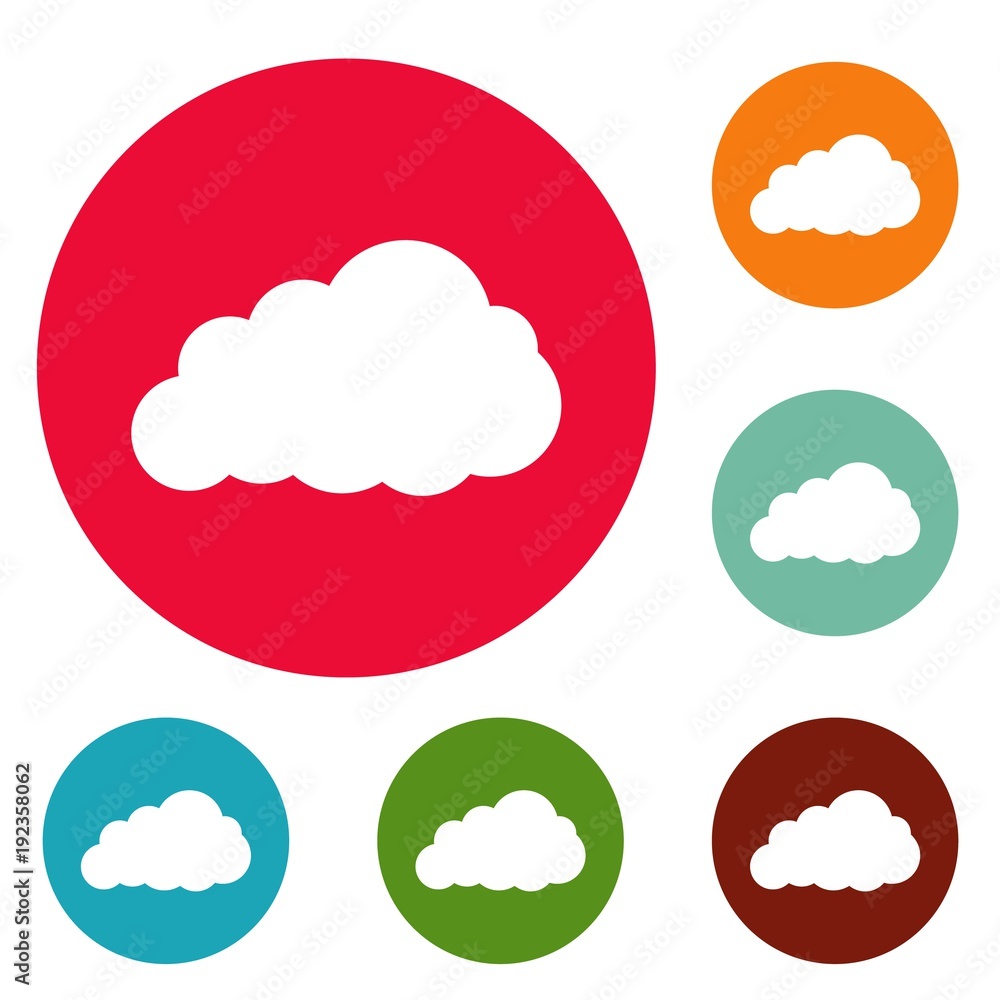 Storm cloud icons circle set vector isolated on white background Storm cloud icons circle set vector isolated on white background