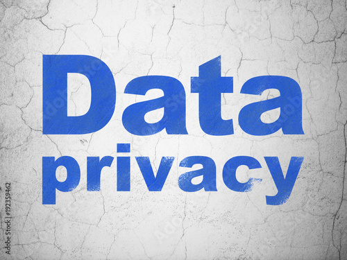 Security concept: Blue Data Privacy on textured concrete wall background