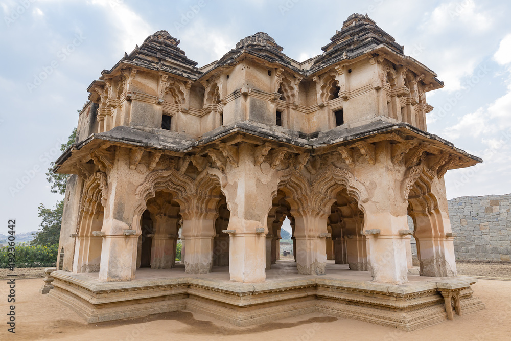 syncretic style monument Lotus Mahal, Hampi, Karnataka, India