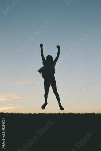 Little Girl Jumping Silhouette