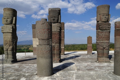 Warrior figures on top of Pyramid B, Tula archaeological site, Mexico